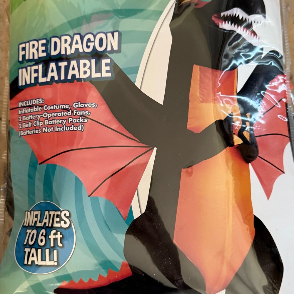 Spirit Fire Dragon Inflatable Costume - Black, Red, Orange